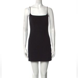Reformation Black Ribbed Slip Mini Dress